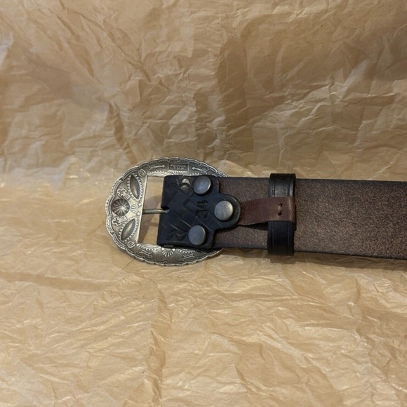 RL Double RL Studded Leather Westerns Gem Belt with ptarmigan buckle Sz34 - Picture 4 of 7